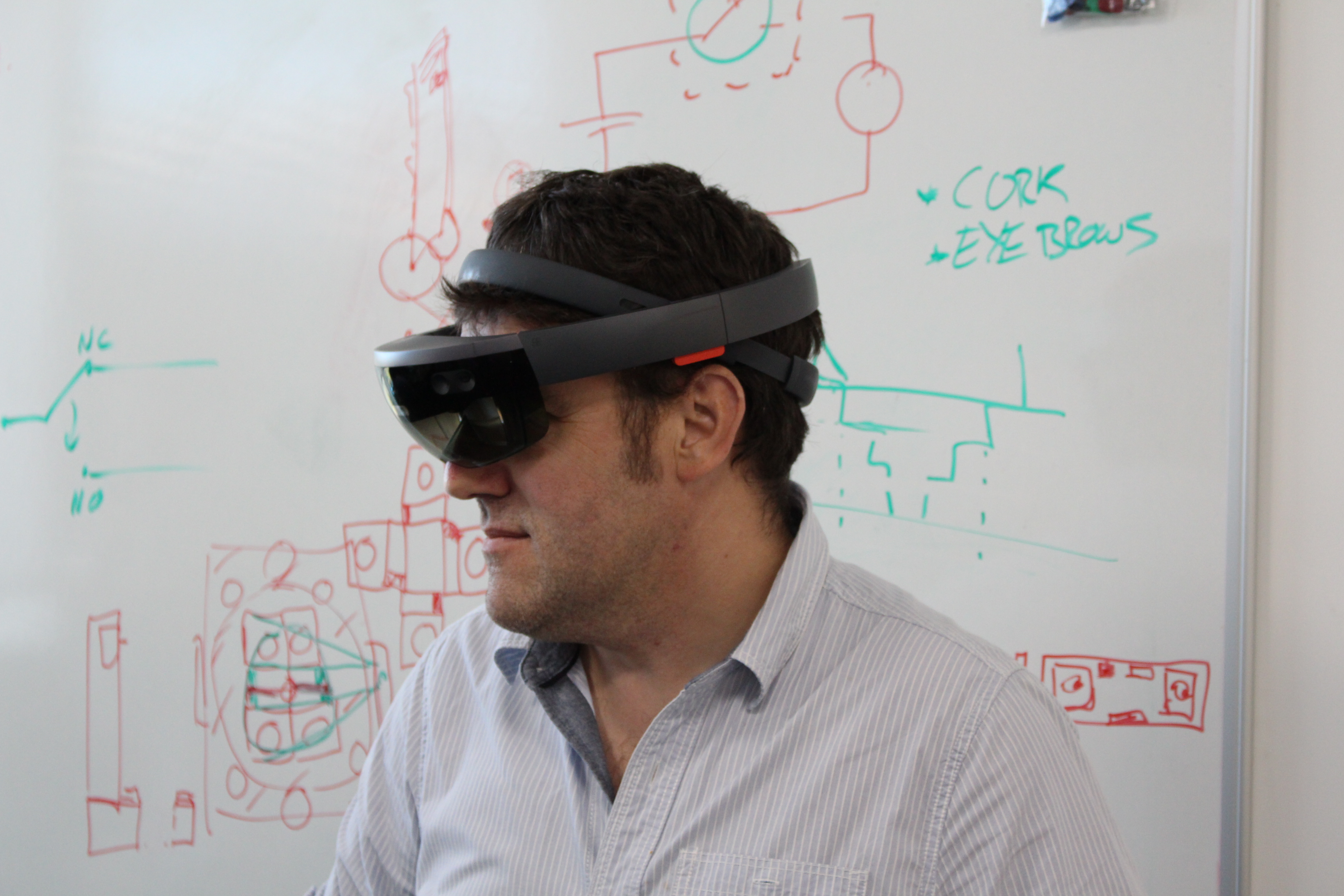 Eric Worral wearing virtual reality headset